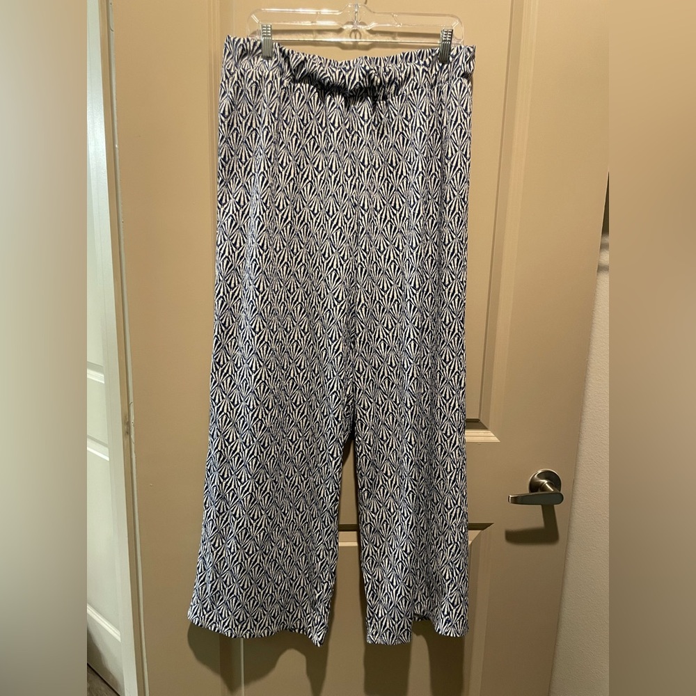 H&M Blue and White Wide Leg Pants